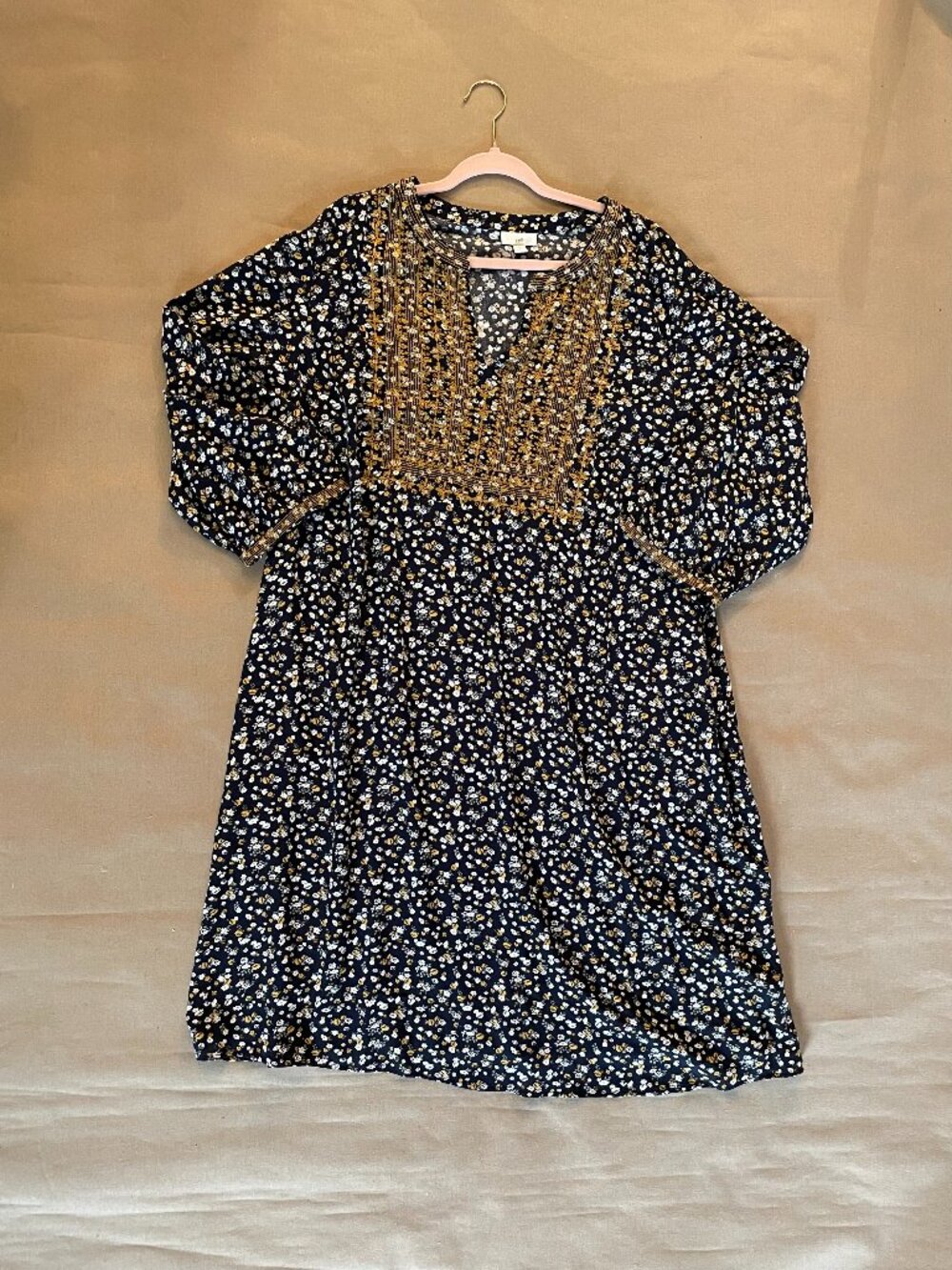 J. Jill Dress Sz 3X Boho Embroidered Floral Art Teacher Beach Resortwear Cruise